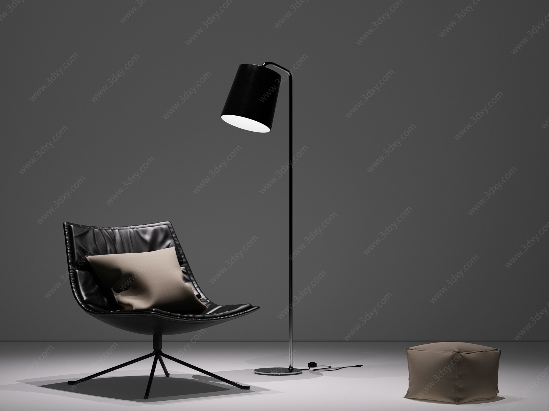 现代风格休闲椅落地灯组合3D模型
