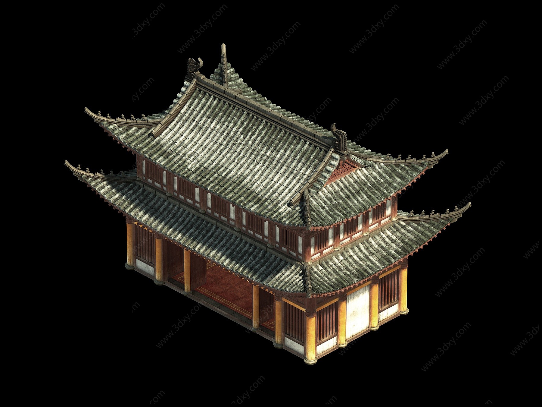 中式寺庙宗祠古建3D模型