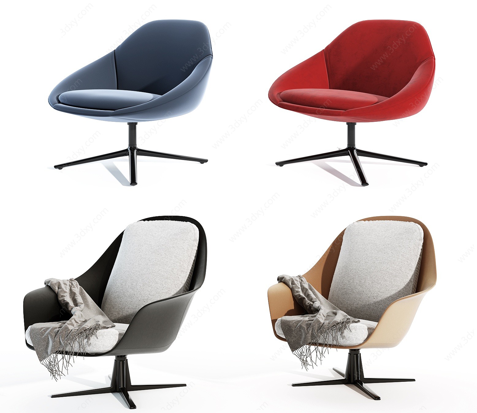 现代绒布办公椅3D模型