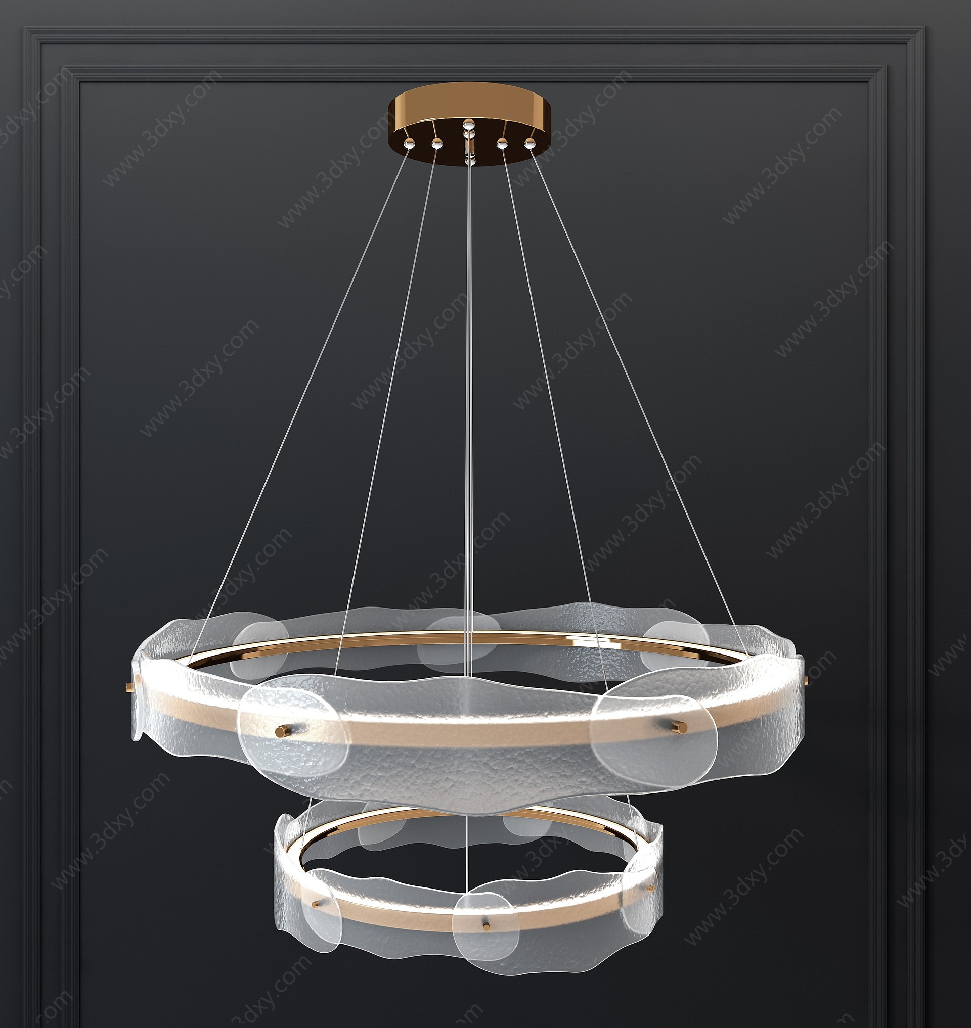现代金属玻璃片吊灯3D模型