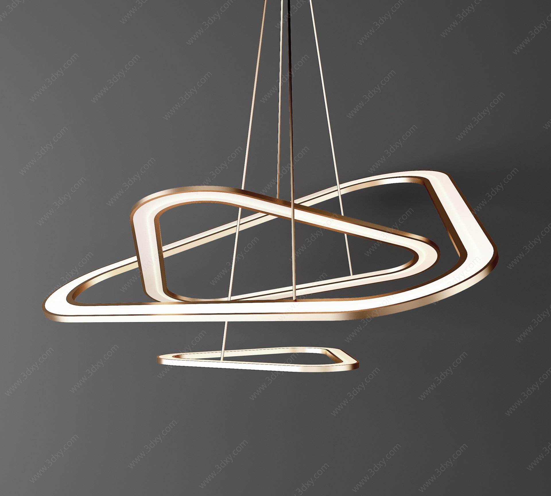 现代环形金属吊灯3D模型