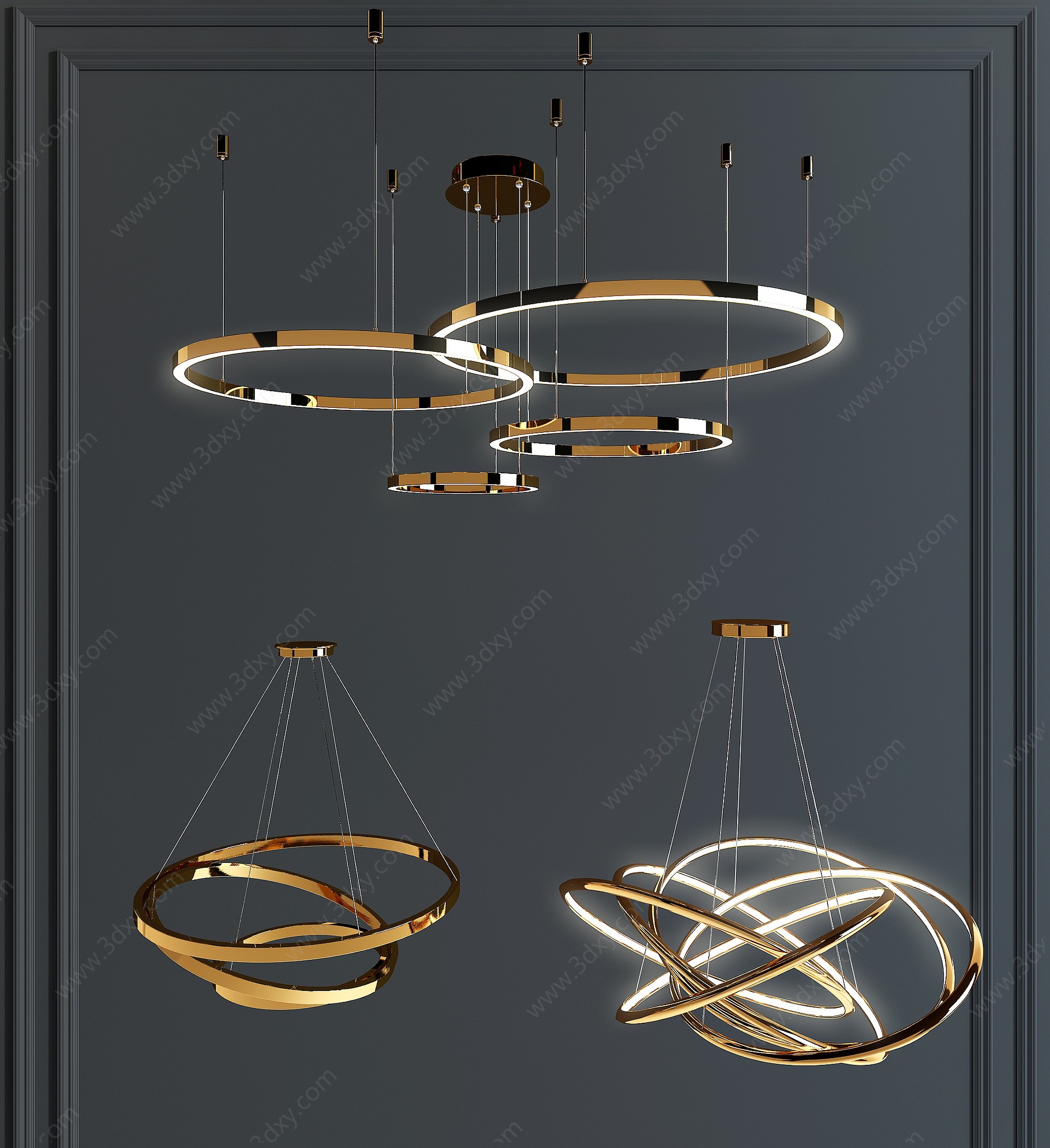 现代环形圆环吊灯3D模型