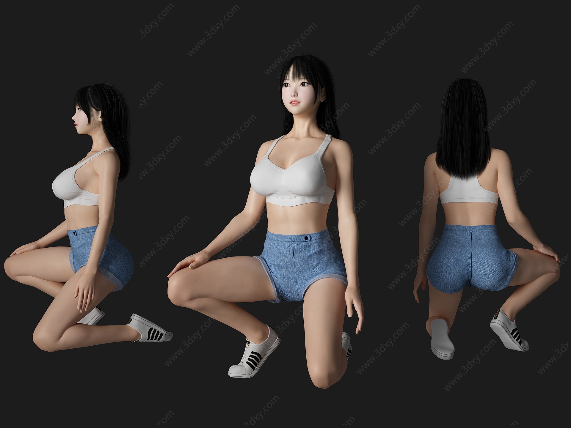 现代运动美女人物3D模型
