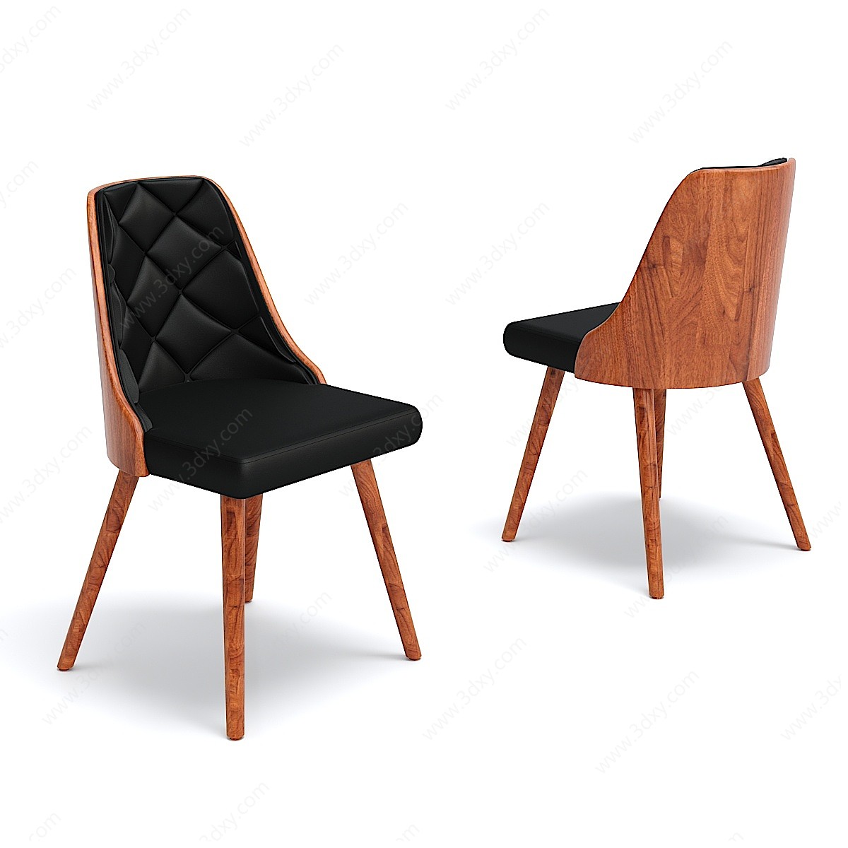 现代实木皮沙发椅子3D模型