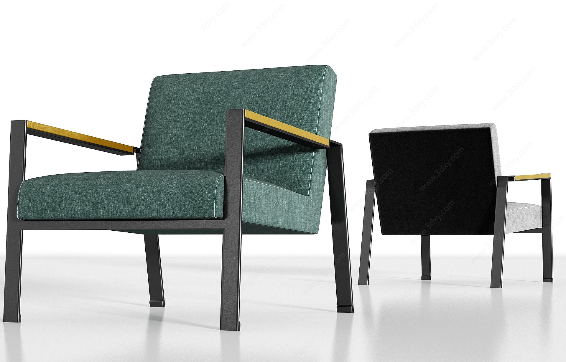 现代金属绒布休闲单椅3D模型