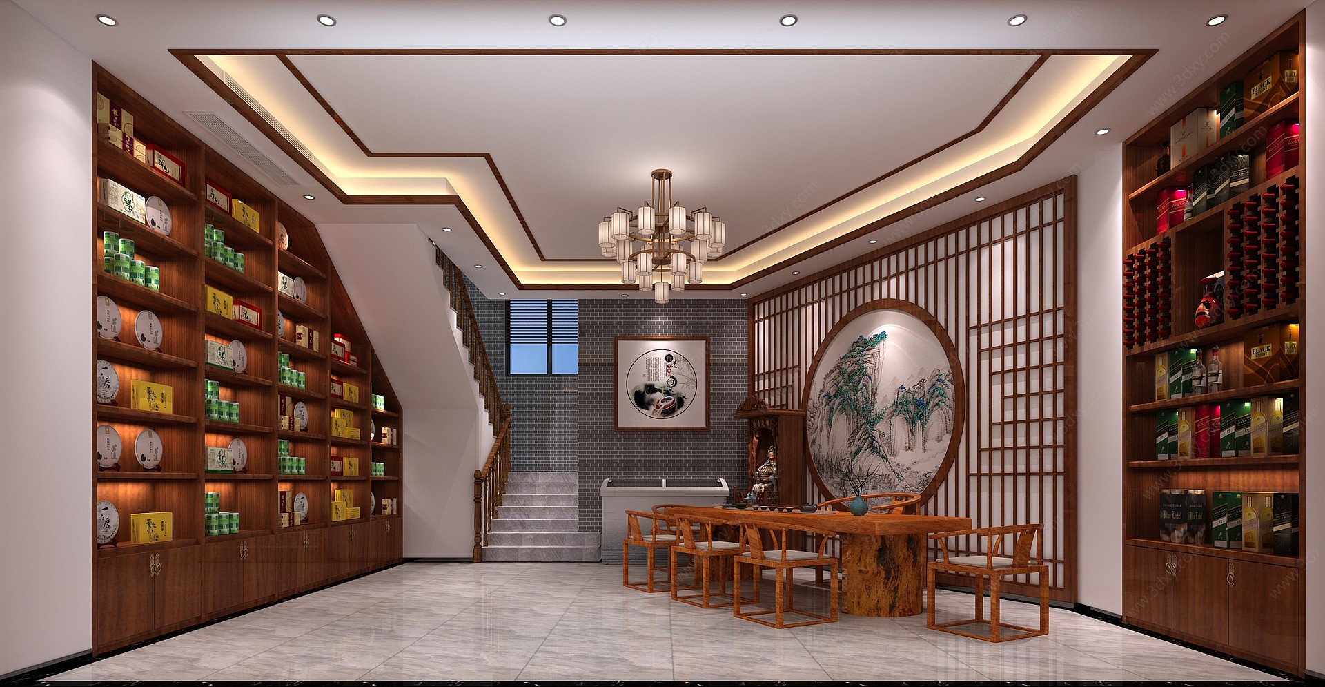 新中式茶叶店烟酒店3D模型