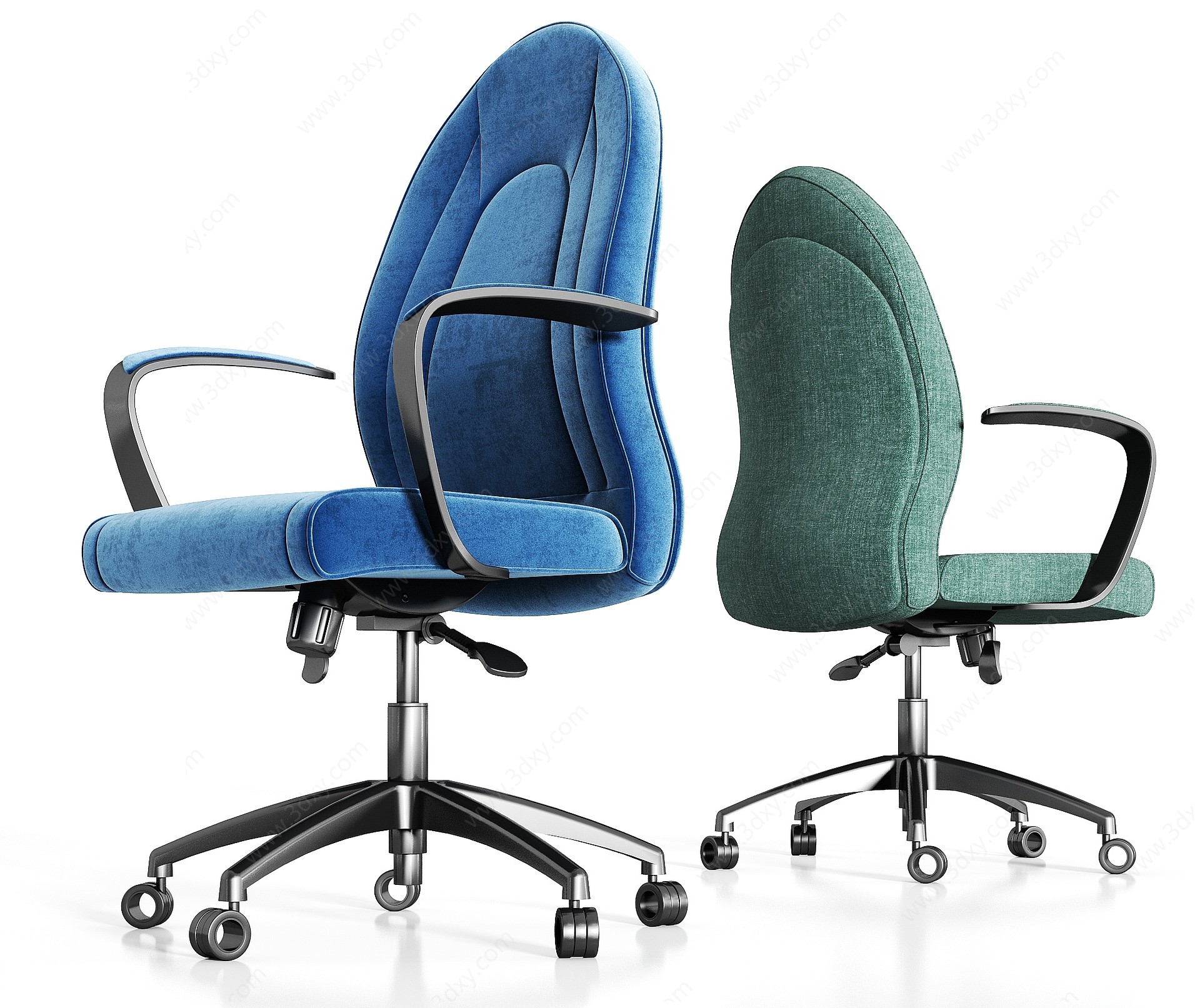 现代金属绒布职员办公椅3D模型