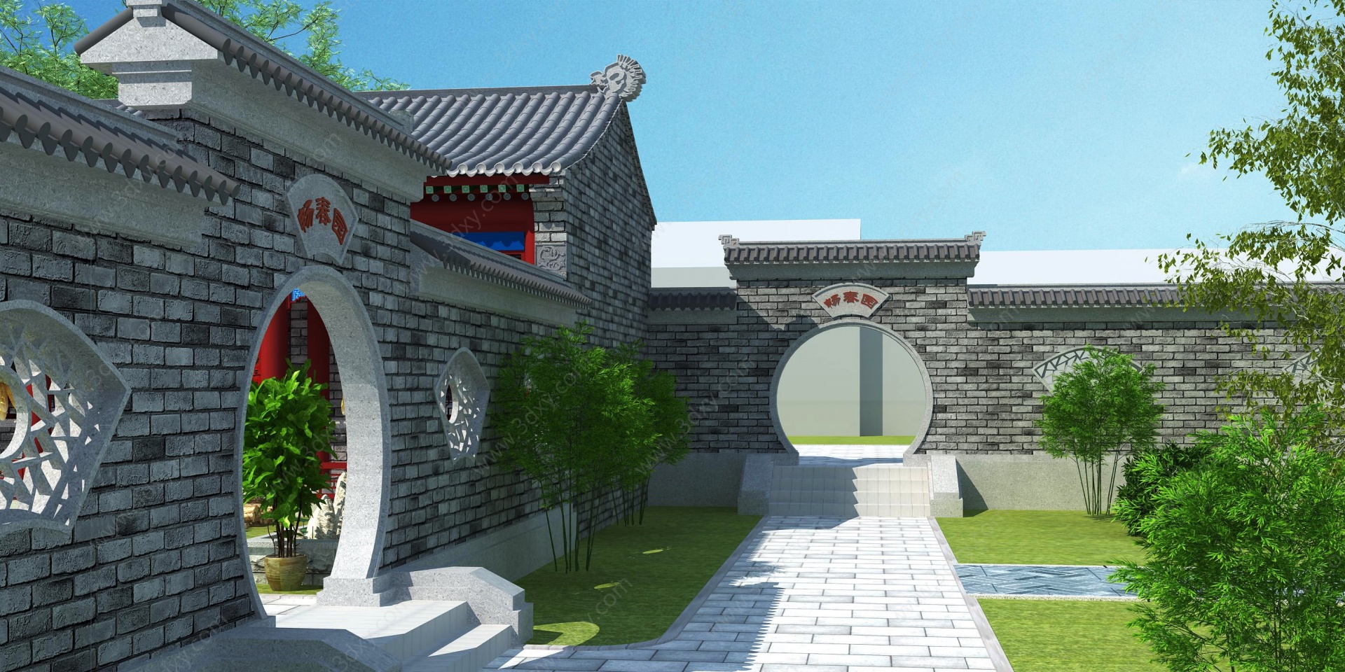 中式园林景观院子3D模型