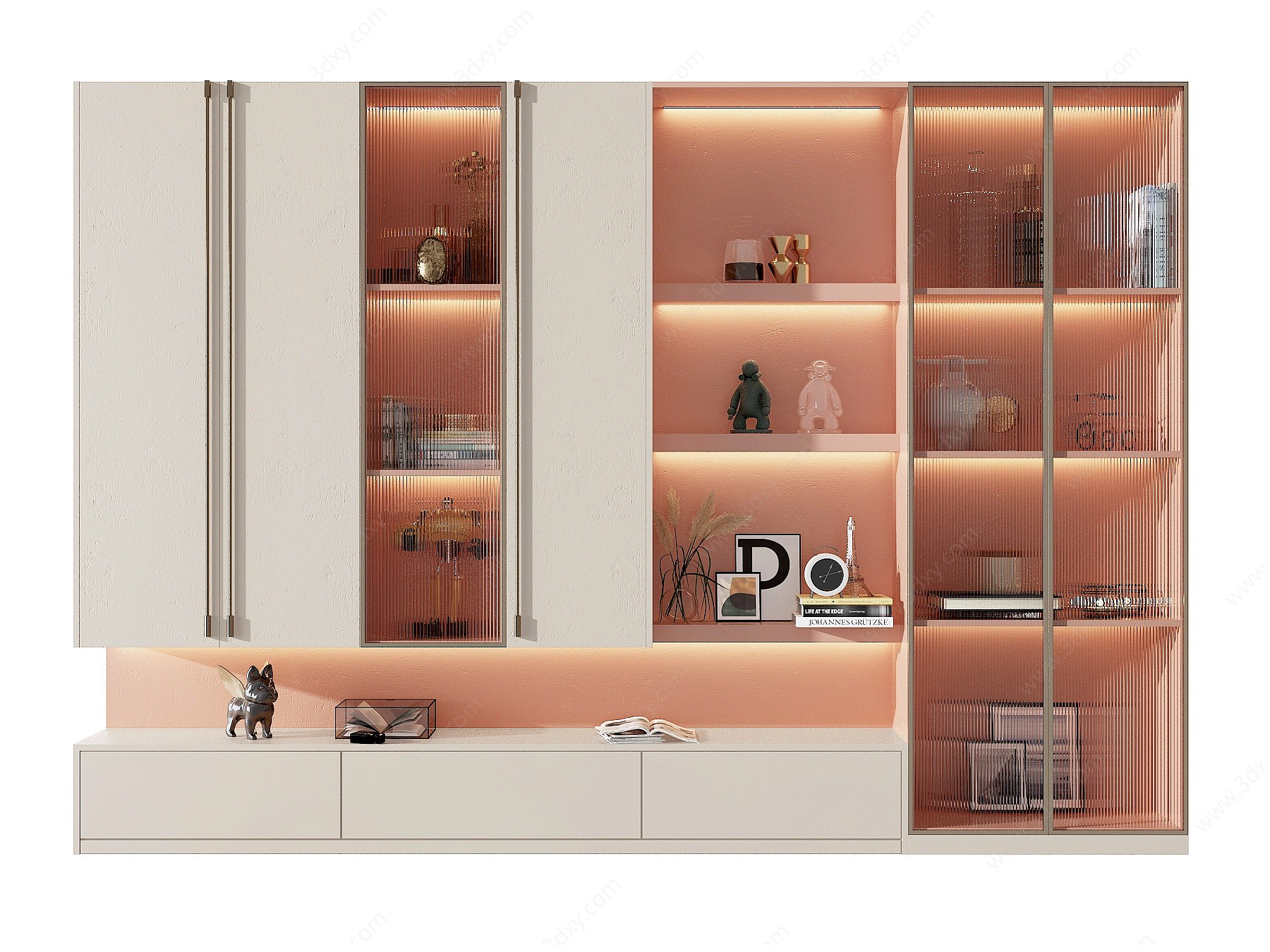 现代轻奢书柜,3D模型
