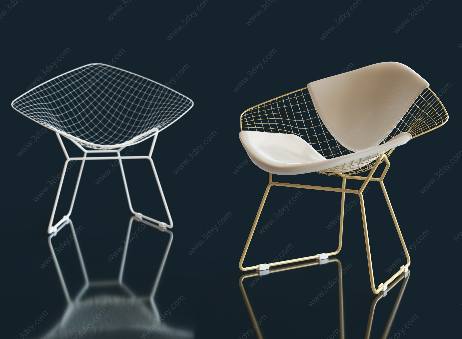 现代金属钻石椅3D模型
