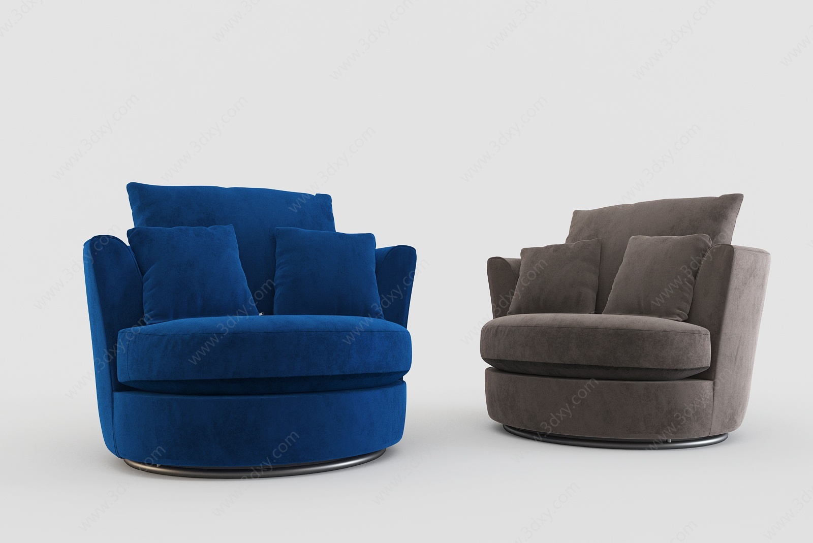 现代布艺圆形单人沙发椅3D模型