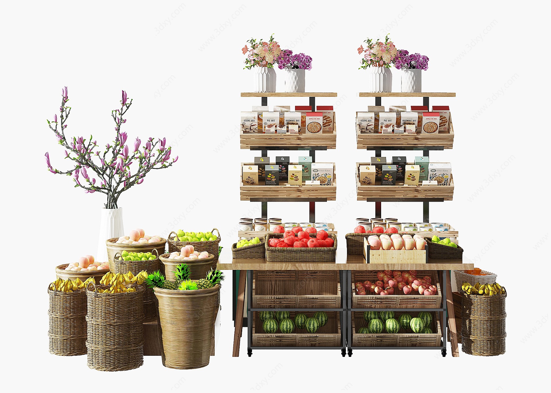 北欧水果生鲜超市货架3D模型