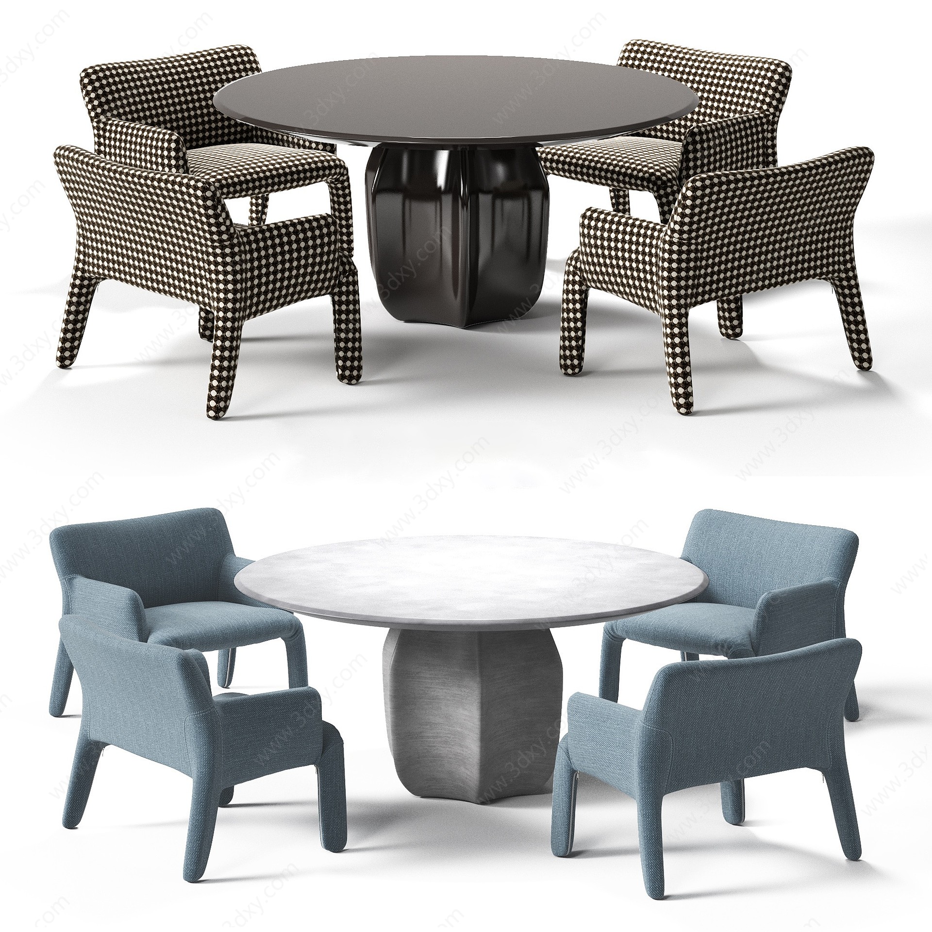 现代休闲时尚布艺桌椅3D模型