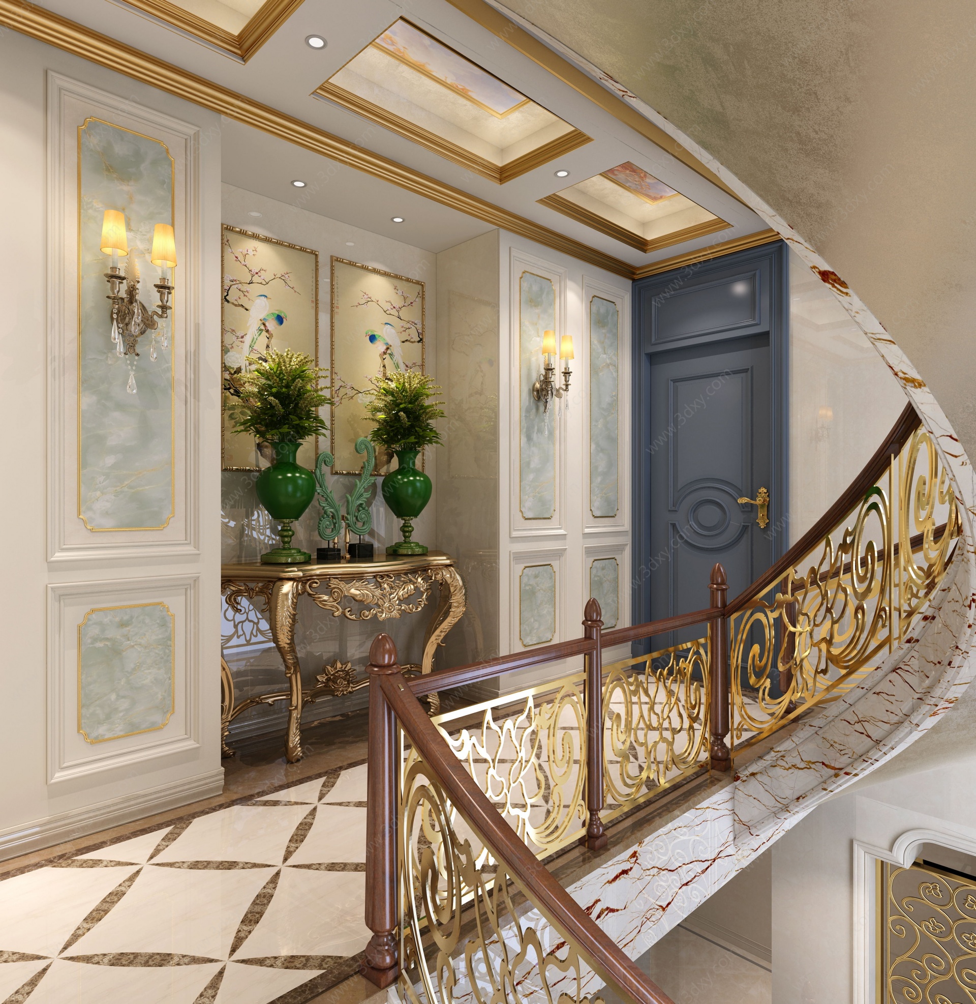 欧式别墅梯子图片 – 设计本装修效果图
