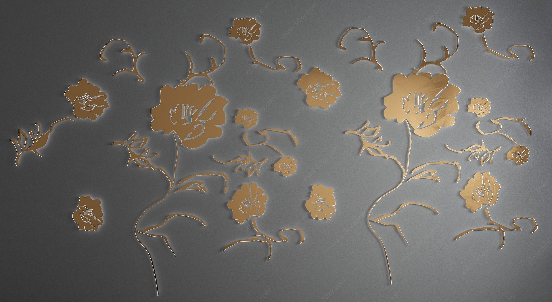 金属花瓣植物墙饰挂件3D模型