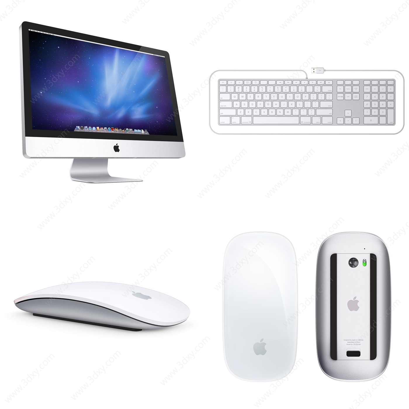 现代苹果电脑键盘鼠标3D模型