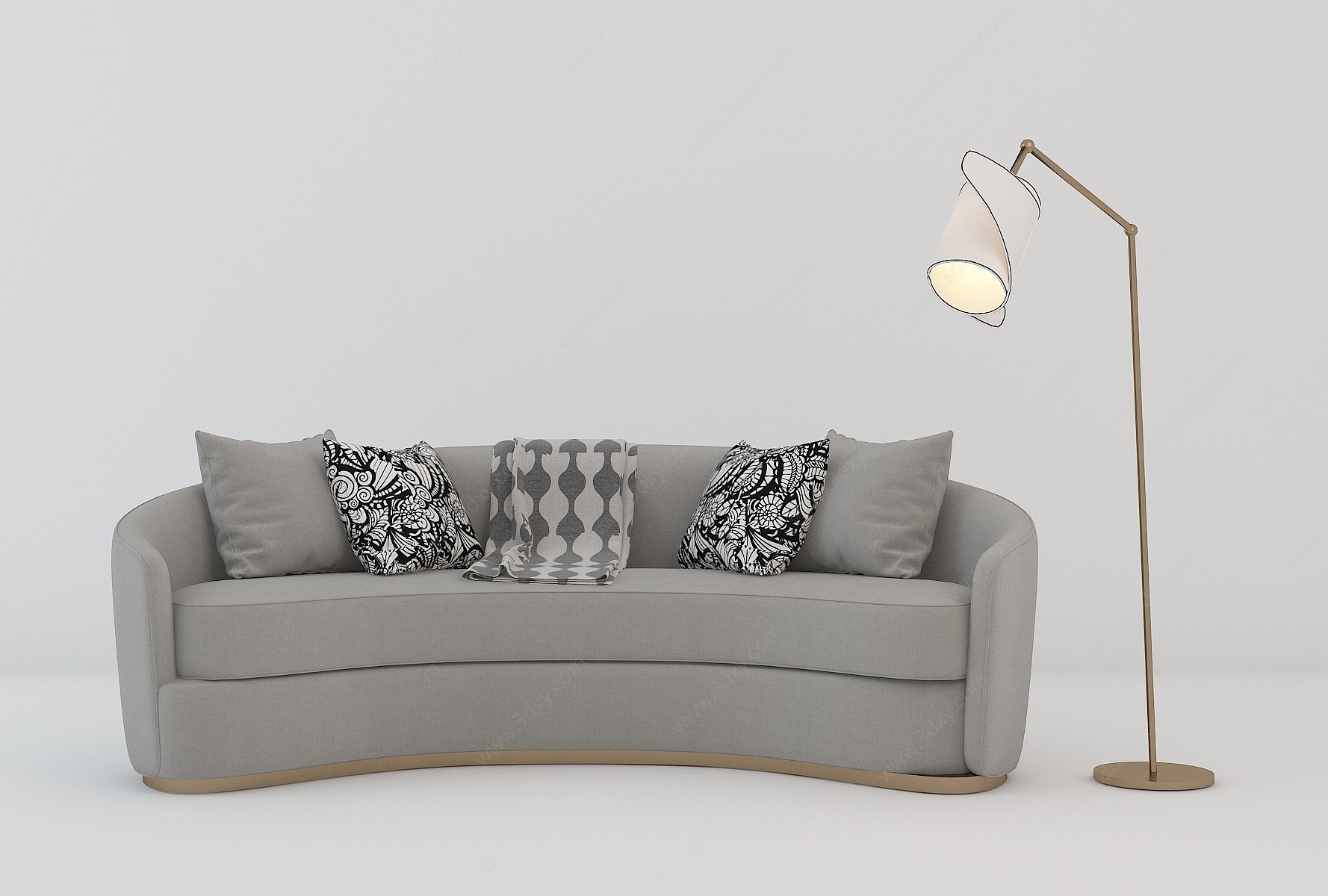 现代布艺弧形沙发3D模型