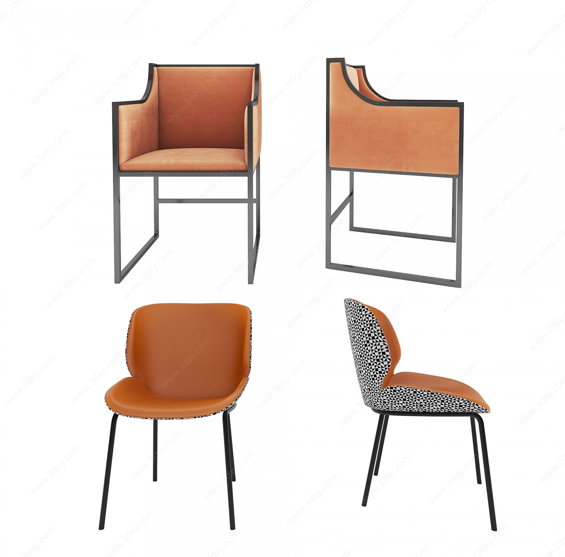 现代休闲单人沙发单椅餐椅3D模型