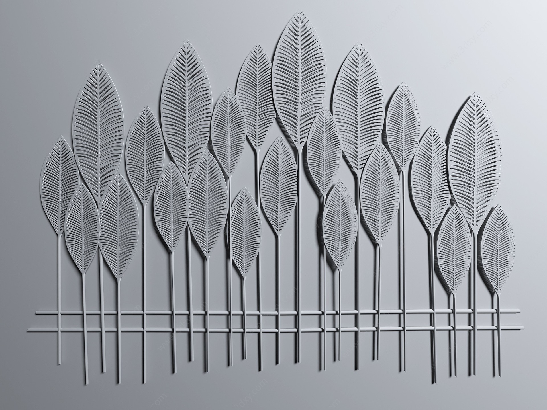 现代植物墙饰3D模型