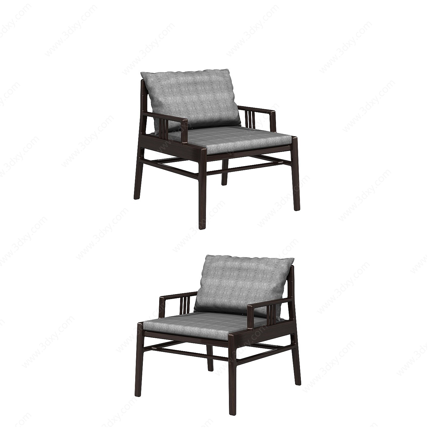 新中式单人休闲椅子3D模型