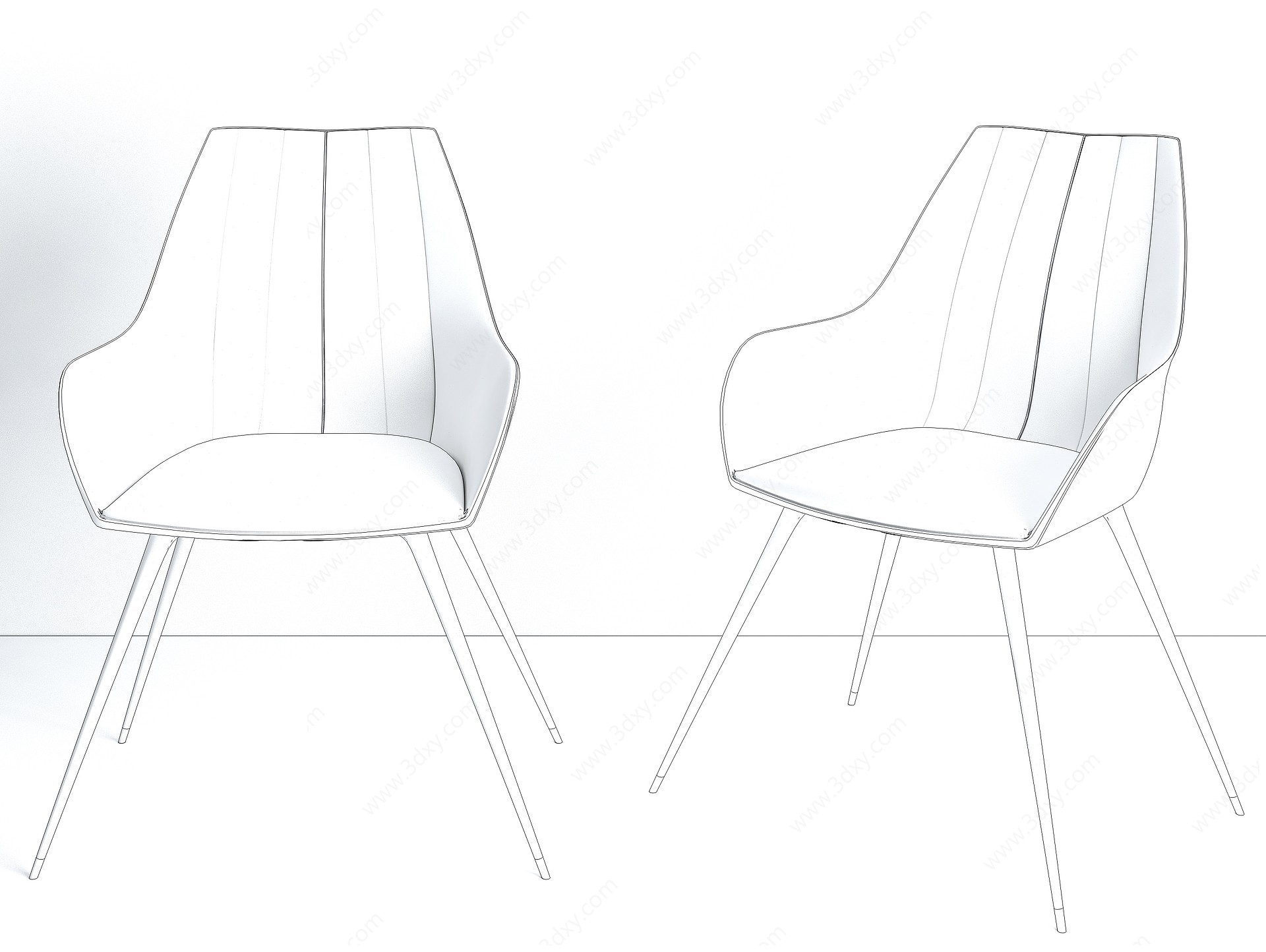 现代休闲椅餐椅3D模型