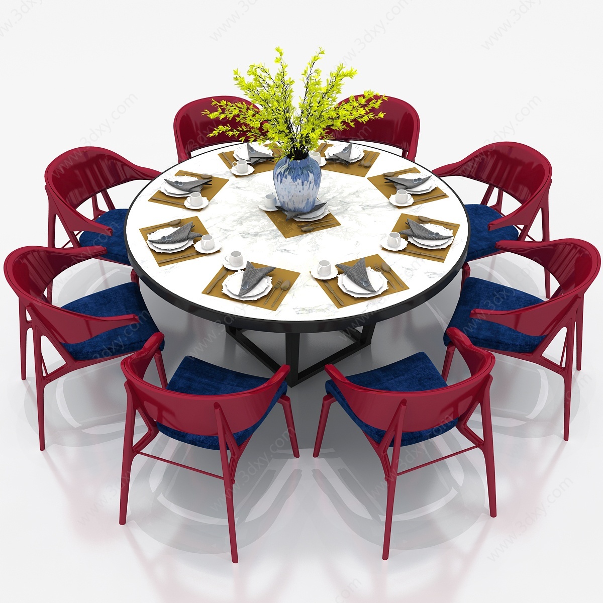 现代餐桌椅组合餐桌装饰3D模型