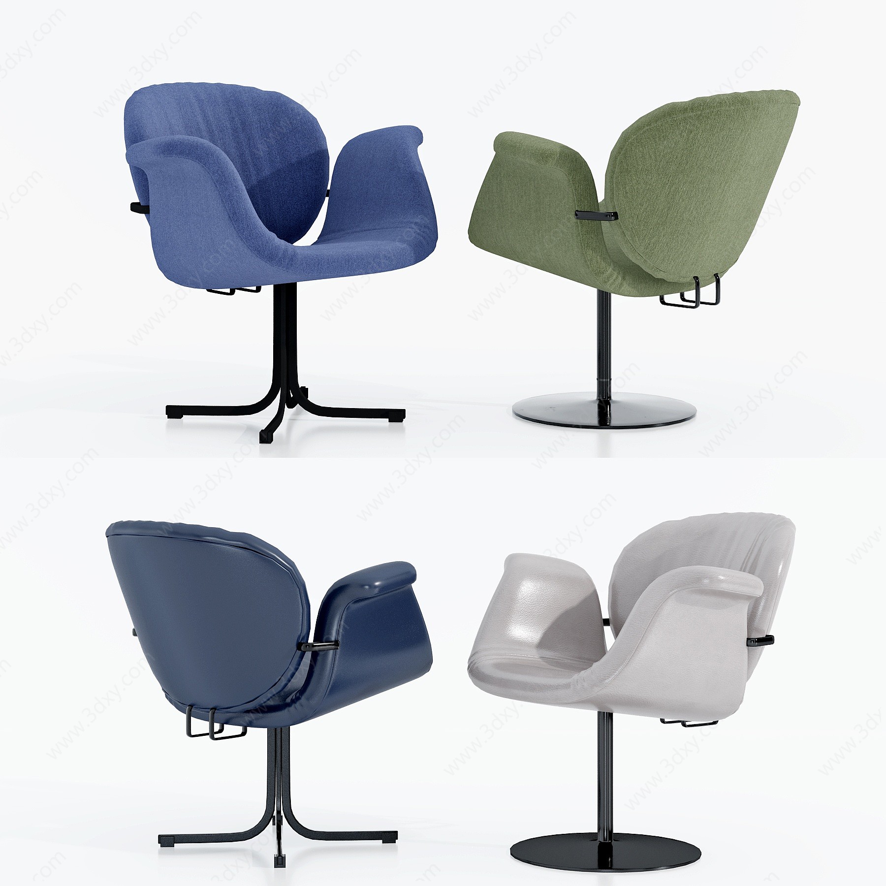 现代布艺皮革休闲椅3D模型