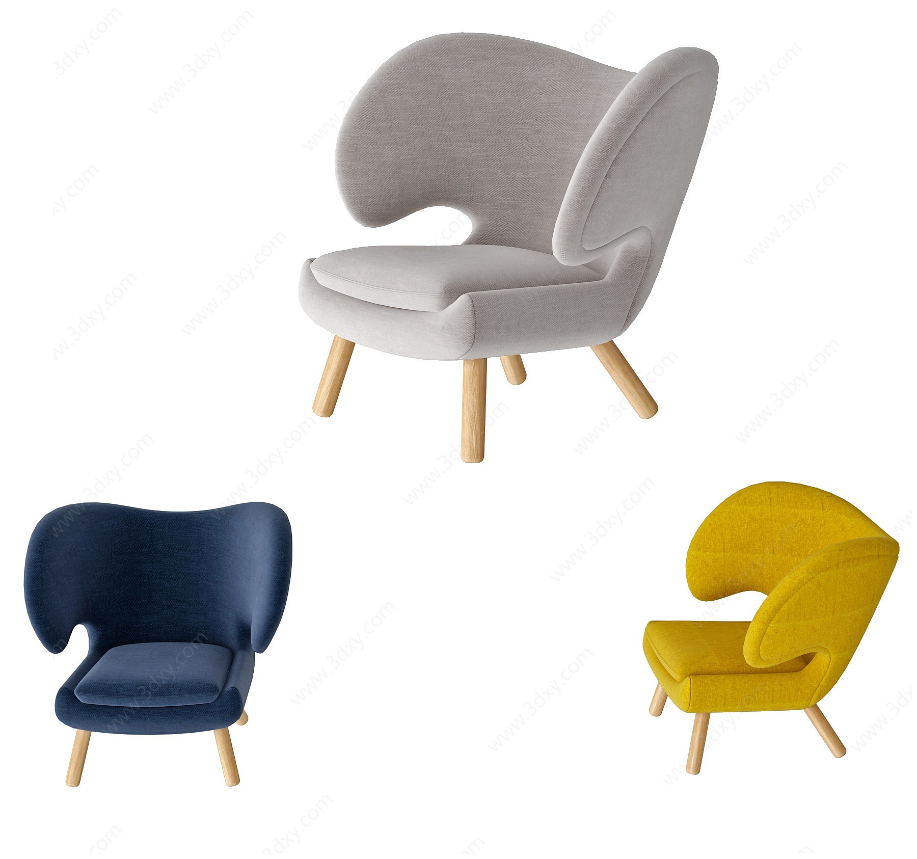 北欧布艺休闲椅3D模型