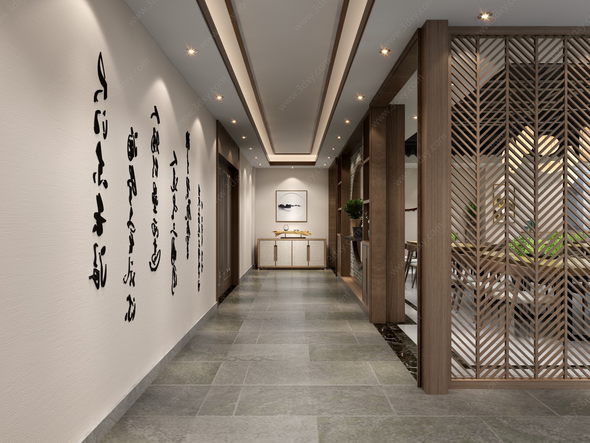 新中式会所中餐厅3D模型