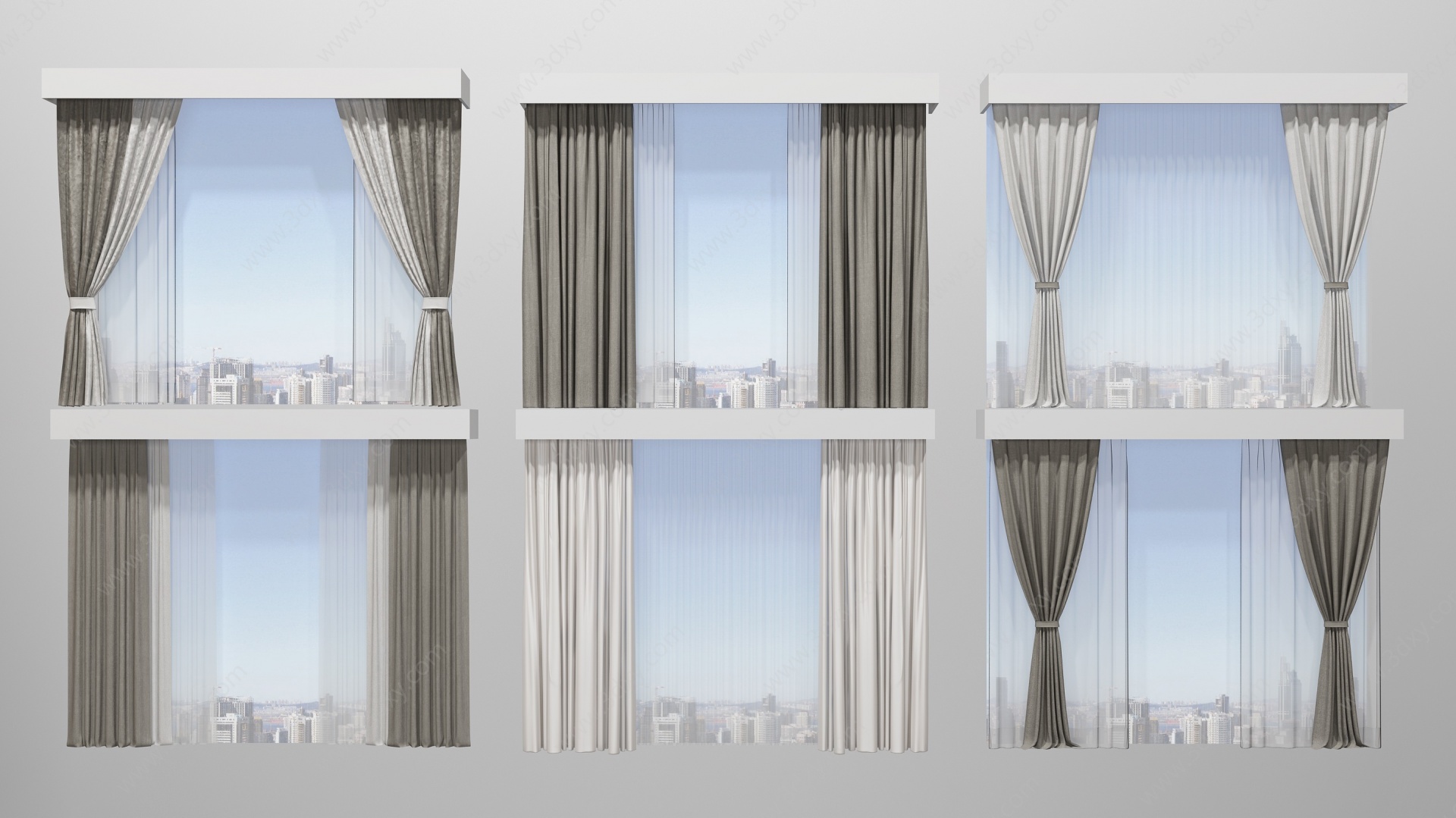 现代窗帘组合3D模型