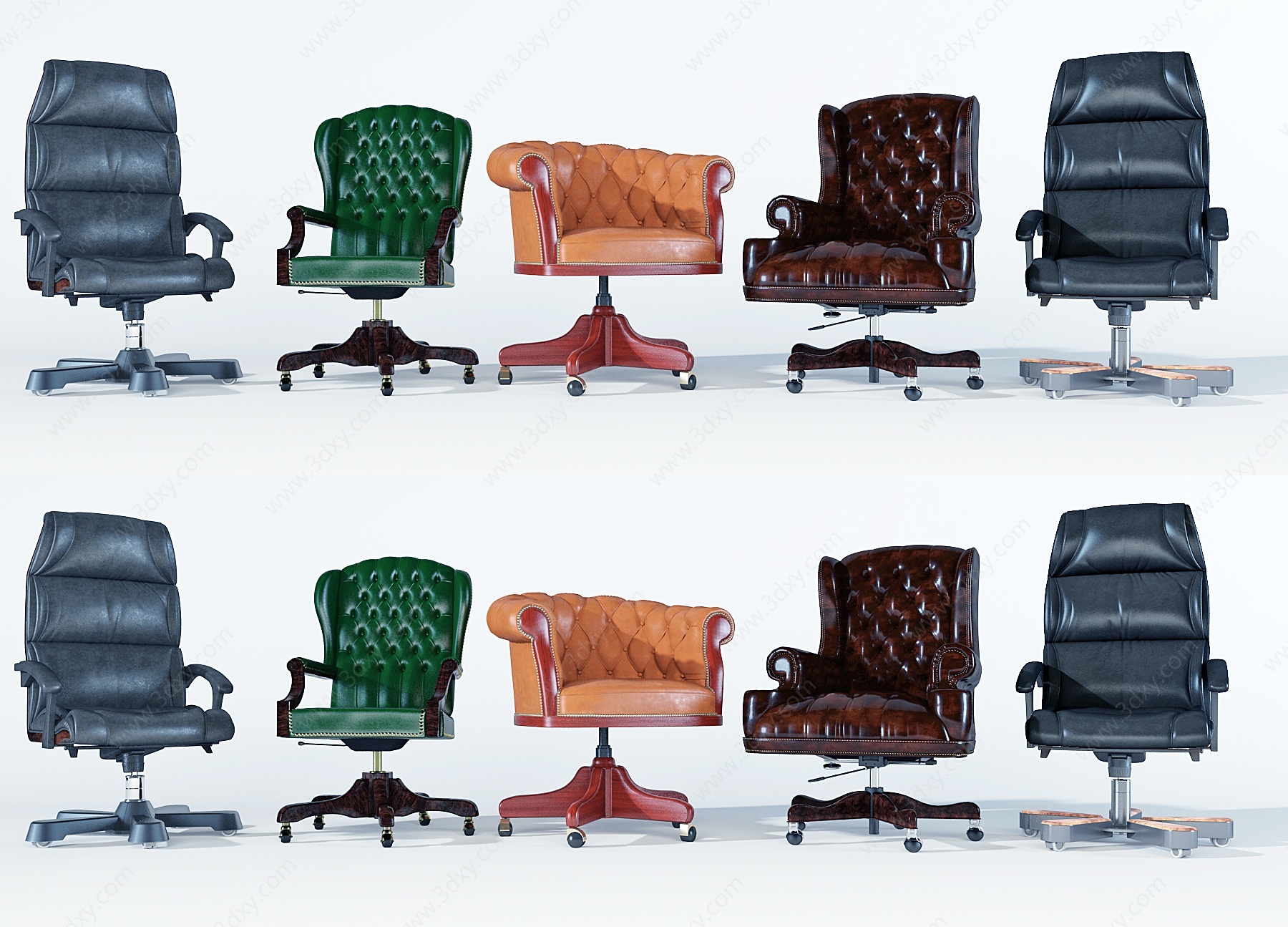 欧式豪华皮革办公椅3D模型
