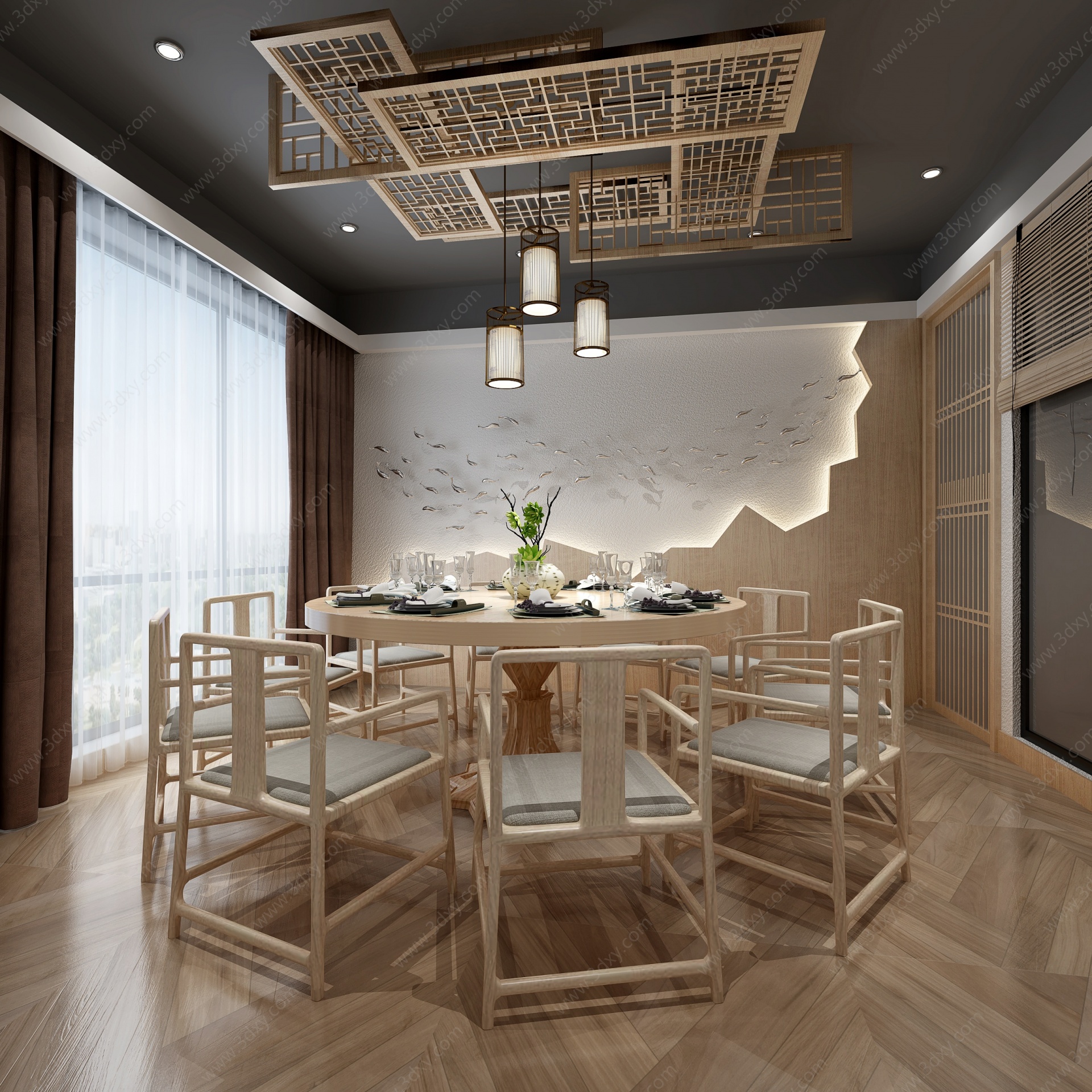 中式餐饮中餐厅3D模型