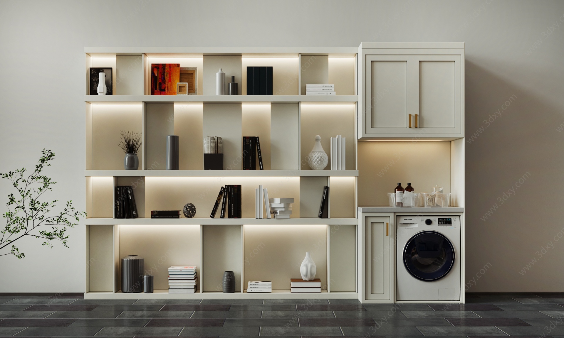 现代洗衣机柜组合3D模型