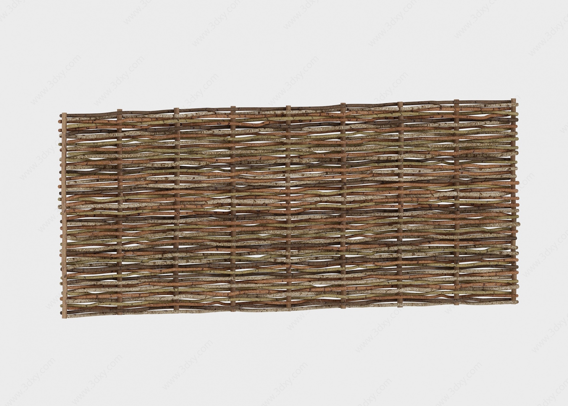 现代乡村编织木栅栏3D模型