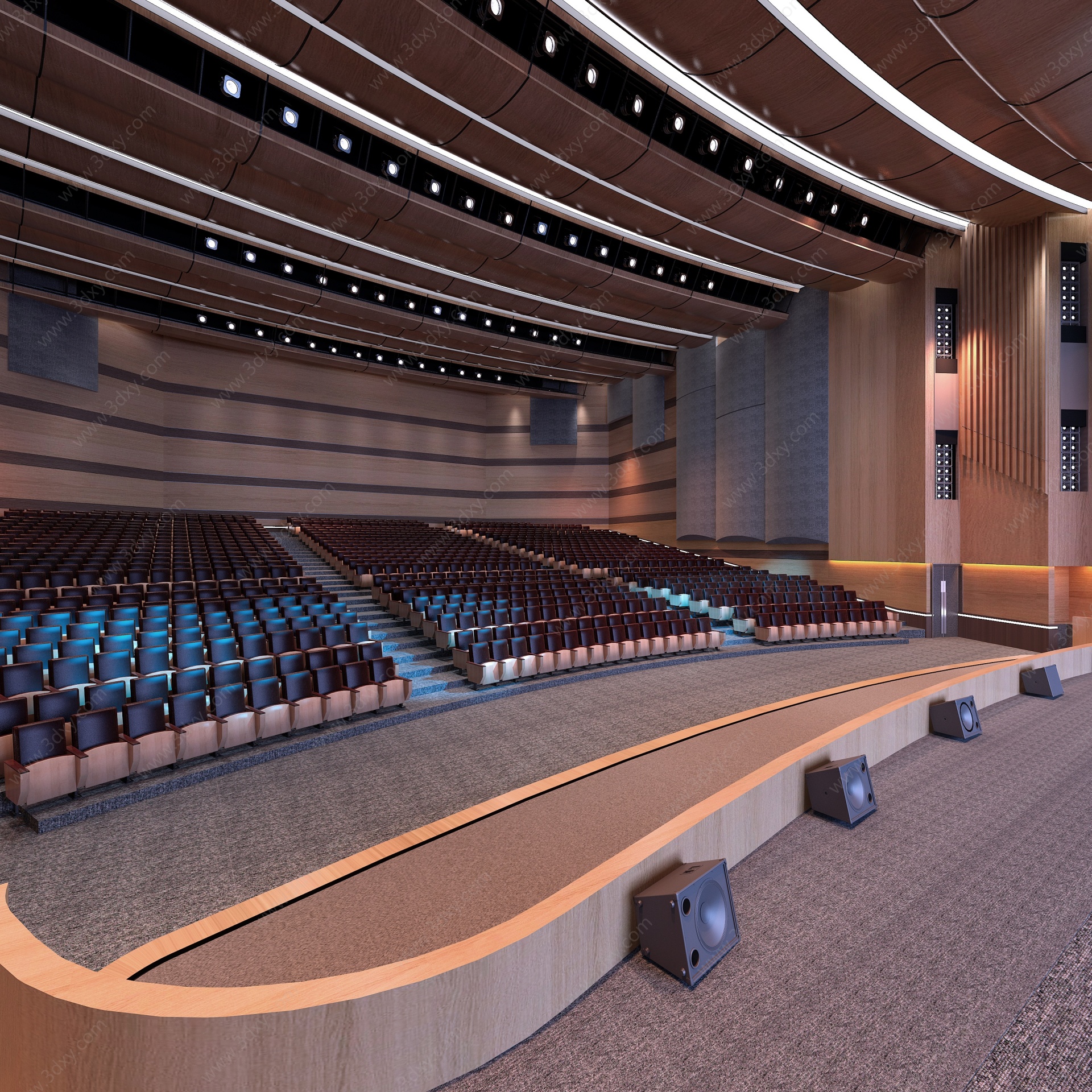 现代剧院演艺厅舞台3D模型