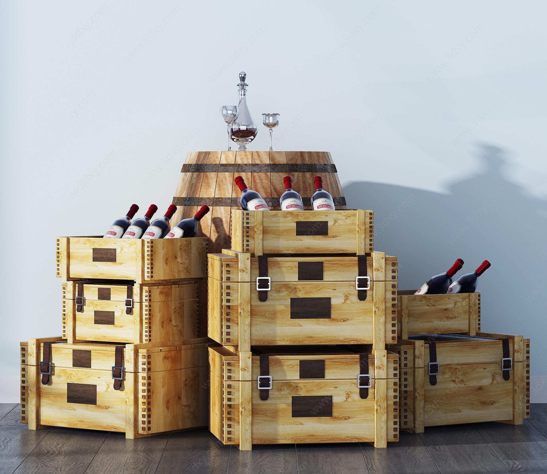 现代红酒箱3D模型