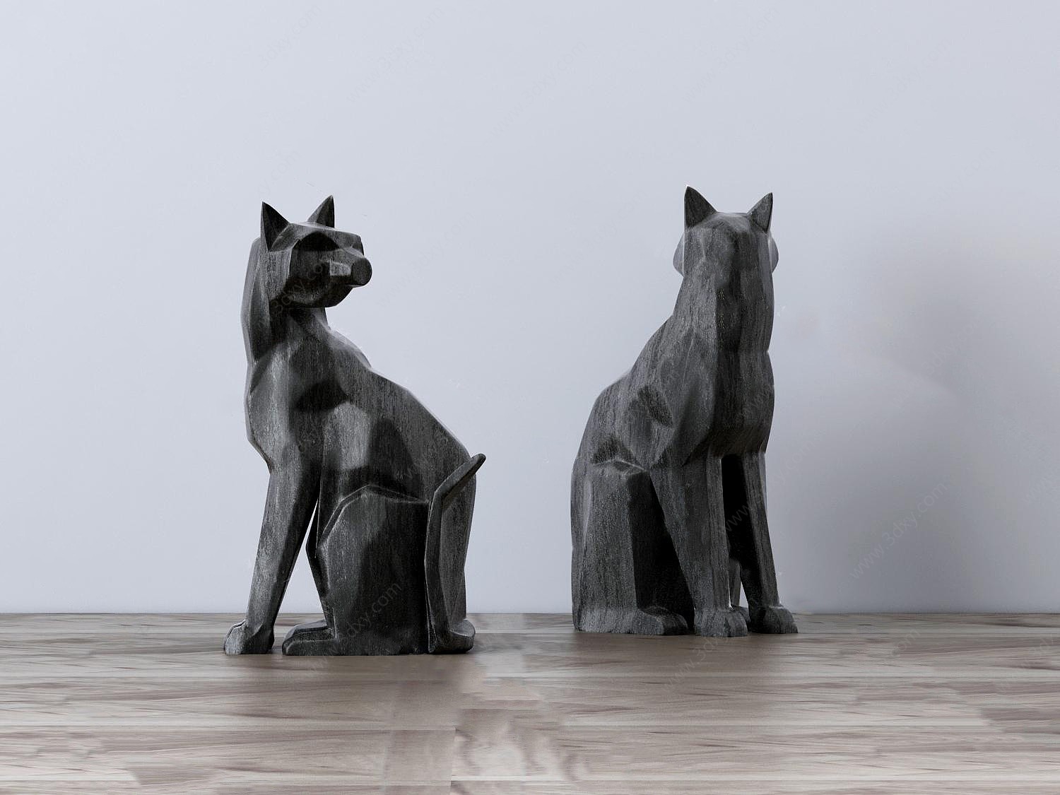 几何动物狐狸动物雕塑3D模型