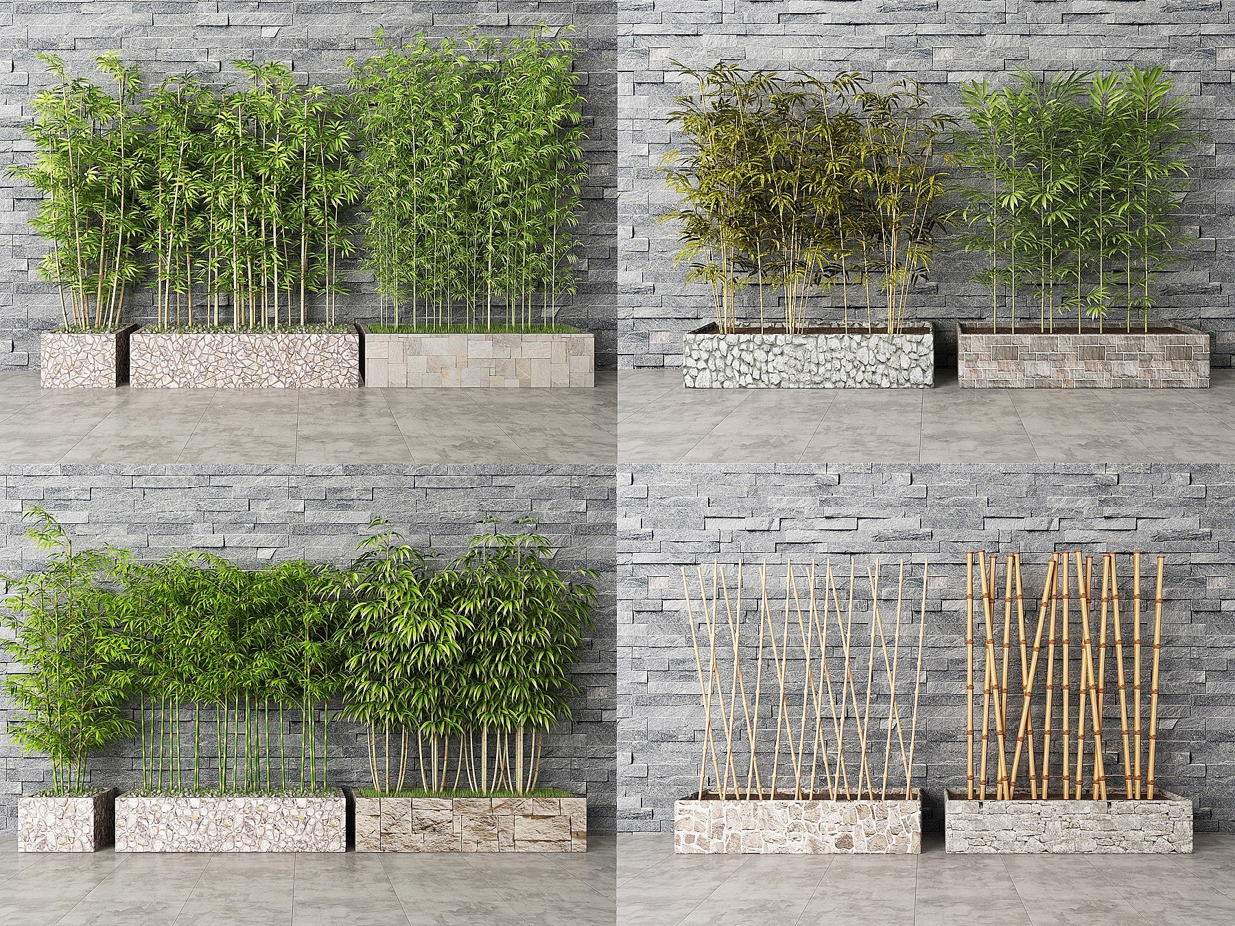 现代竹子竹竿3D模型