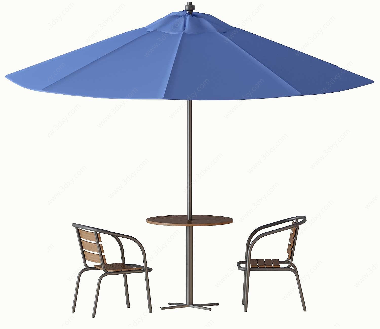 现代休闲桌椅太阳伞组合3D模型