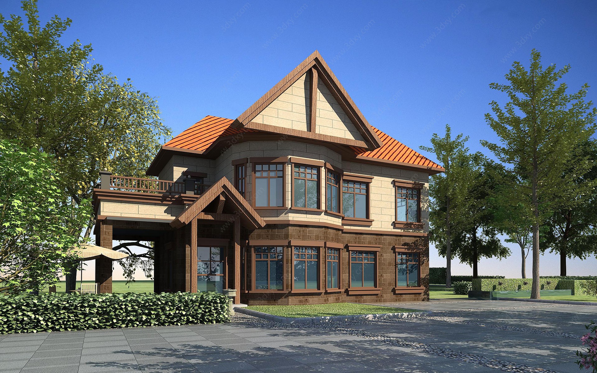 欧式独栋别墅农家乐3D模型