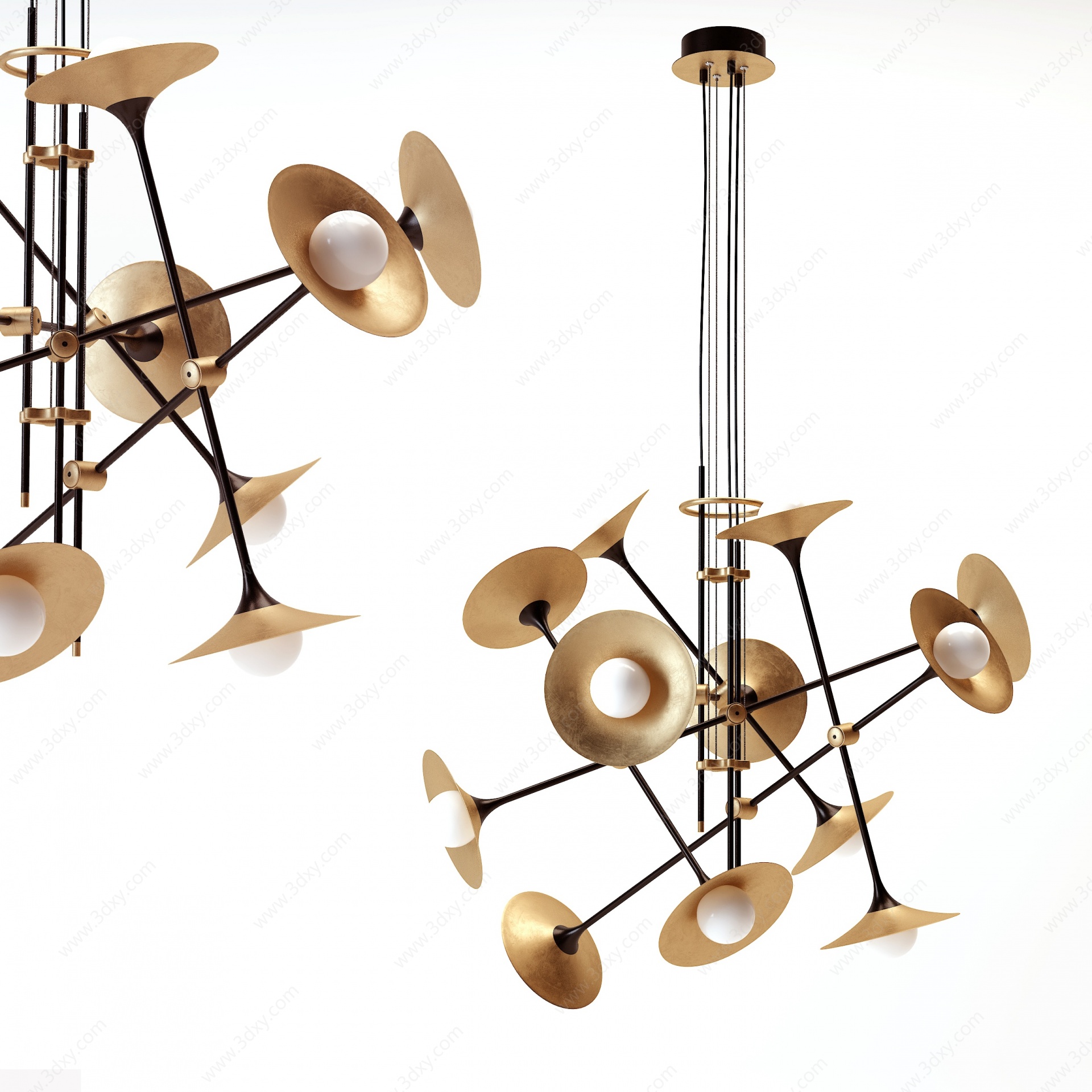 现代铁艺喇叭造型吊灯3D模型