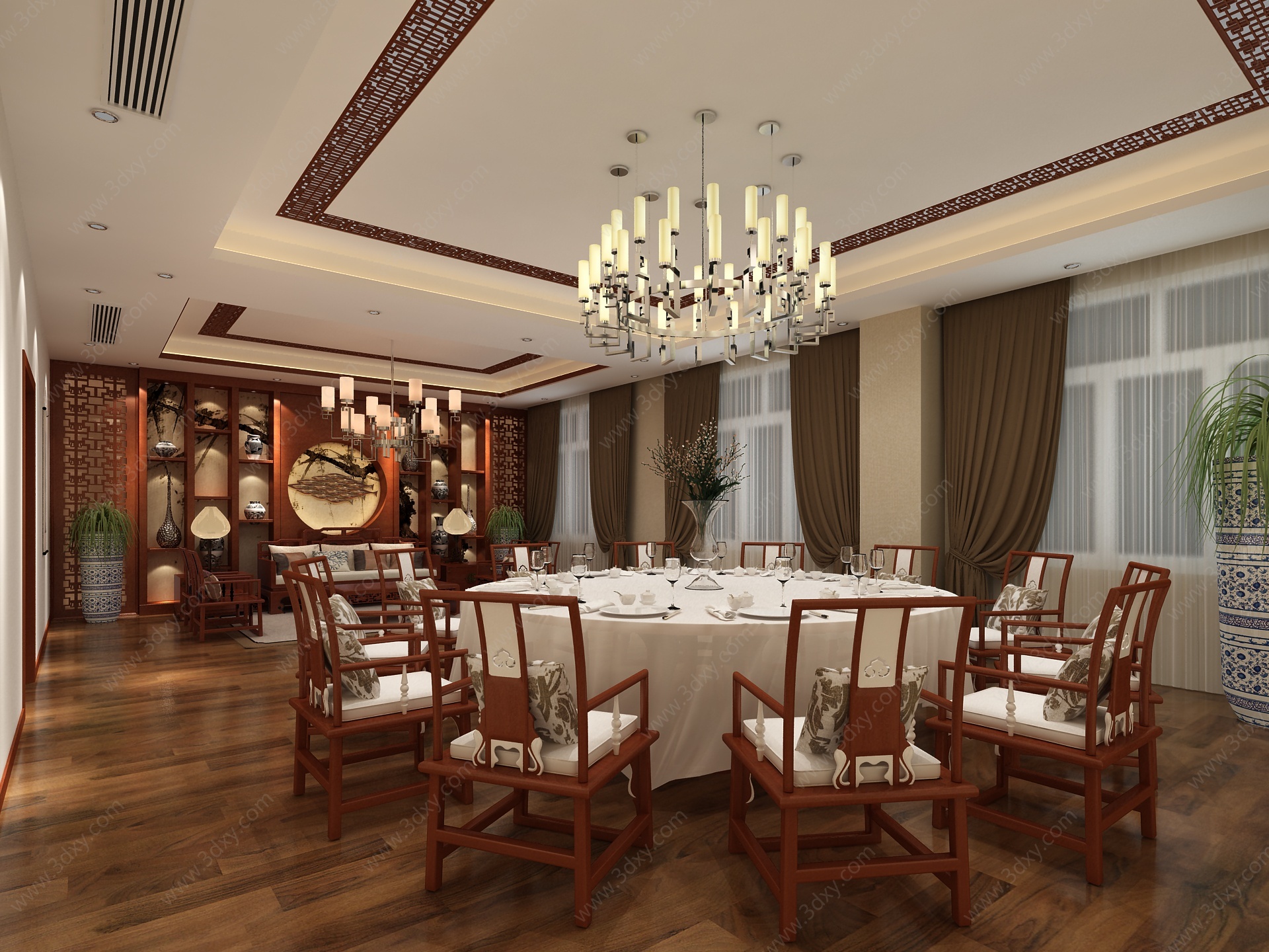 新中式餐厅包厢3D模型