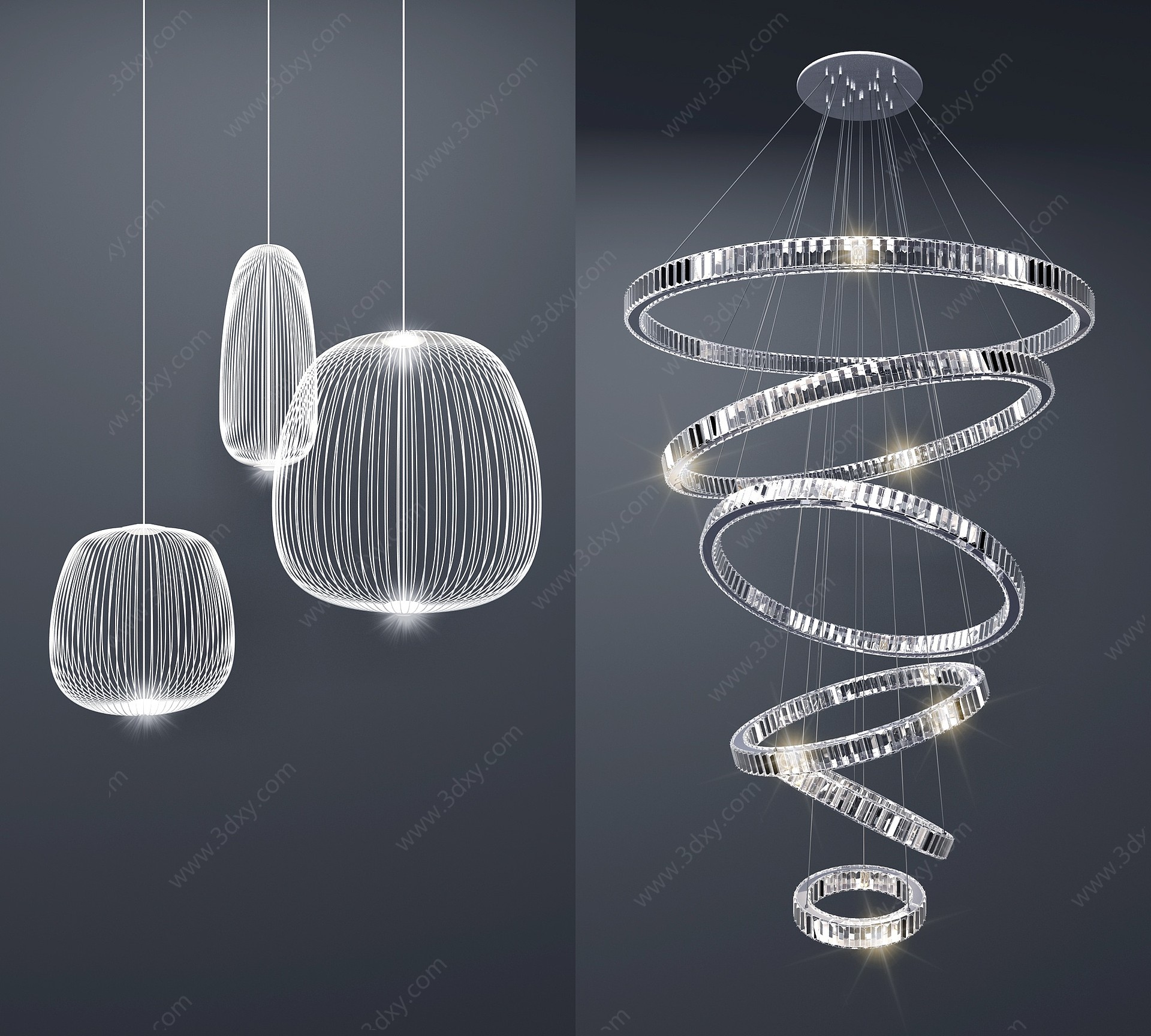 现代时尚水晶吊灯3D模型