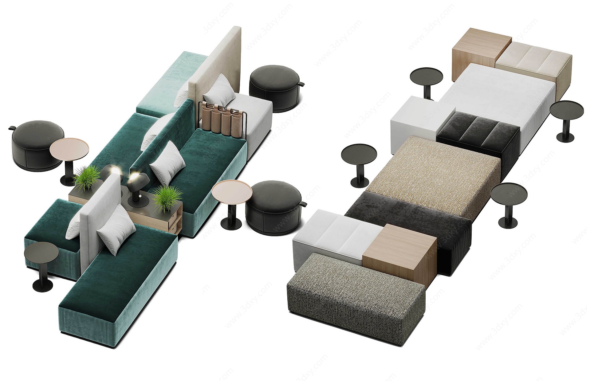 现代沙发,公共座椅3D模型