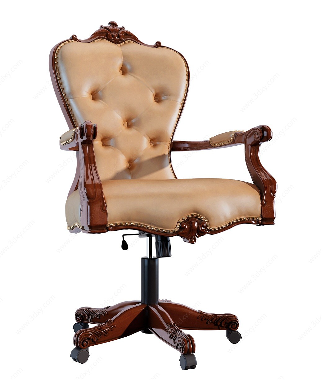 欧式古典皮革大班椅3D模型