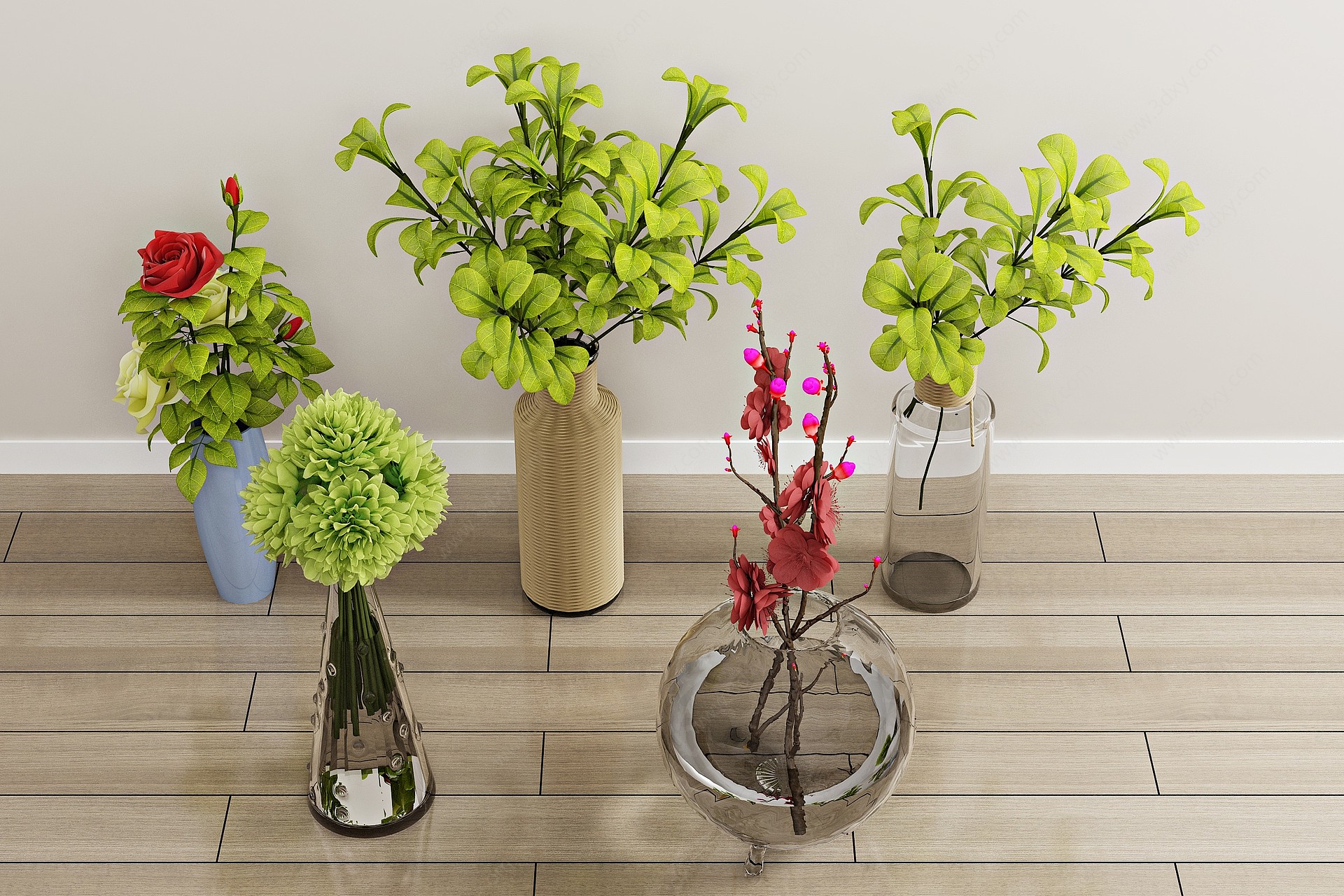 现代盆栽绿植植物花卉3D模型