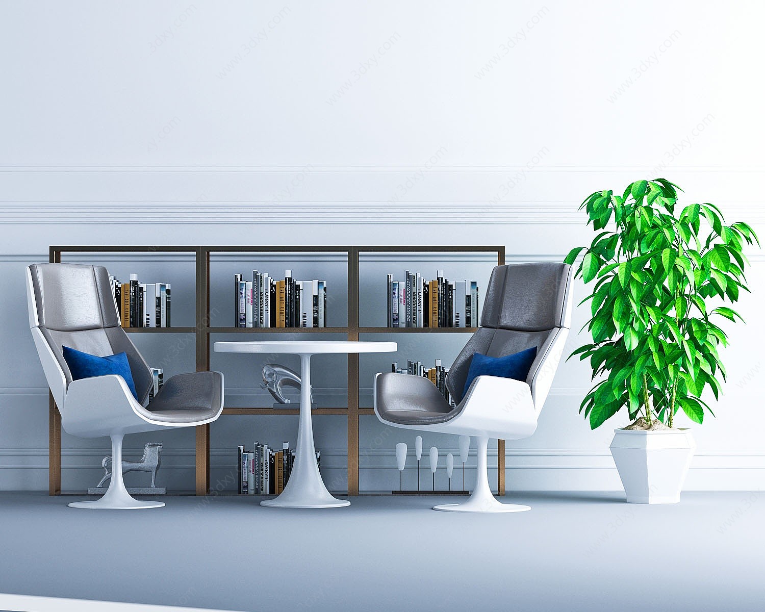 现代休闲椅茶几组合3D模型