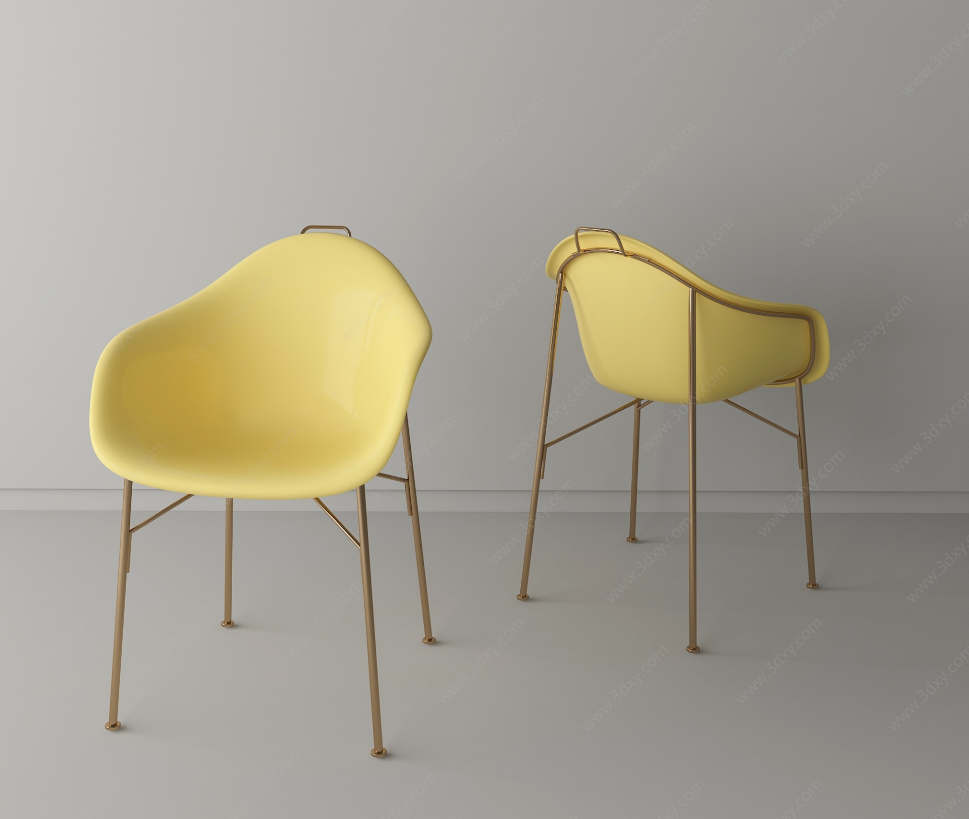 北欧餐椅金属脚椅子3D模型