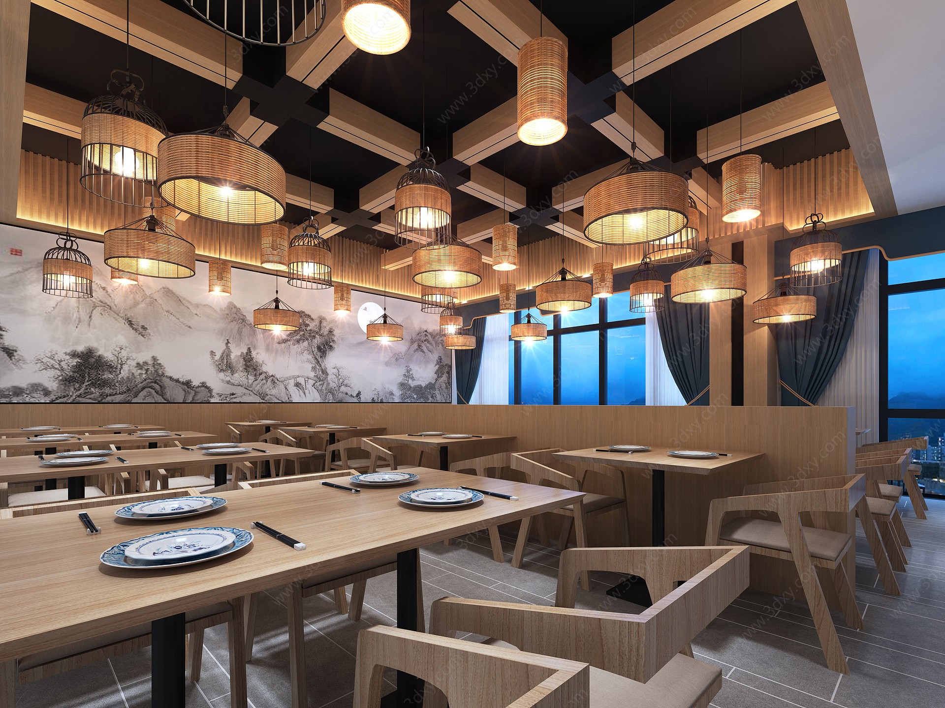 日式餐厅吊灯3D模型