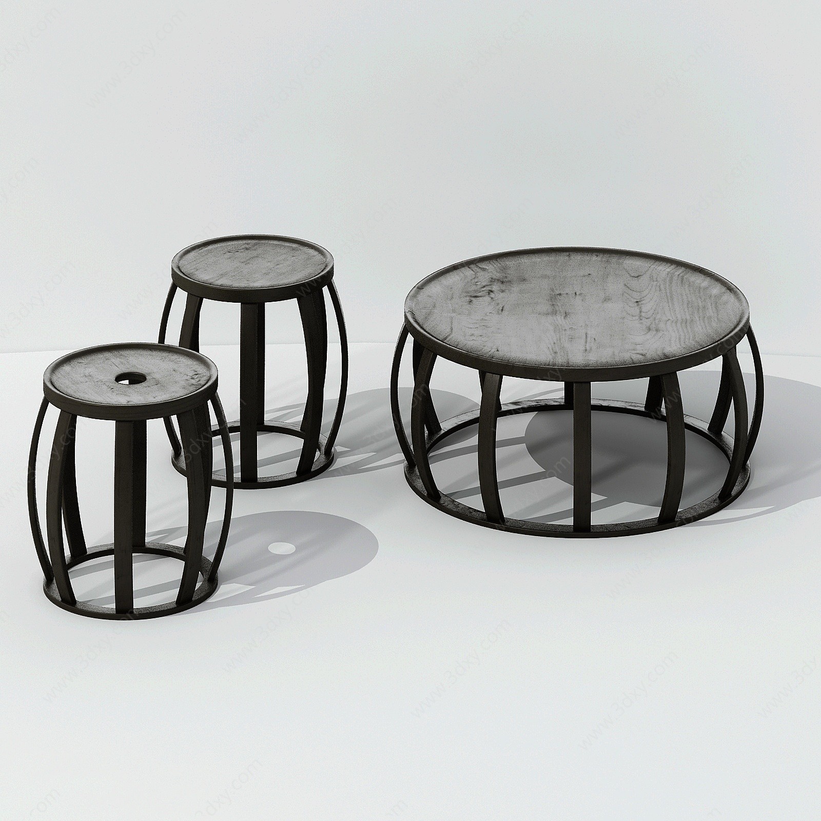 现代铁艺桌椅组合3D模型